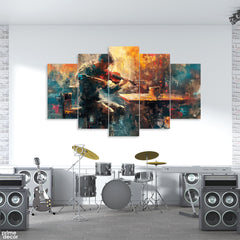 Abstract Artwork Of A Man Playing The Violin (5 Panel) Music Wall Art