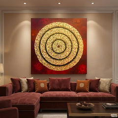 Maroon Ayatul Kursi Gold Leaf Original Painting Acrylic Wall Art | Handmade Painting