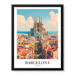 Barcelona City Spain | Abstract Travel Artwork #00615