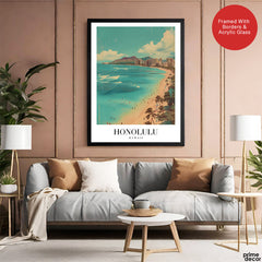 Honolulu City Hawaii | Abstract Travel Artwork #00621