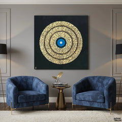 Four Quls Mandala Spiral Gold Leaf Original Painting Acrylic Wall Art | Handmade Painting