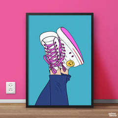 White Converse With Smiley Face | Fashion Wall Art - Prime Décor