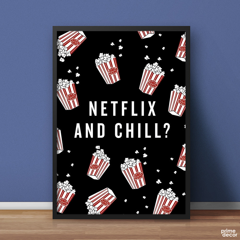 Netflix & Chill With Popcorns Floating | Movies Wall Art - Prime Décor