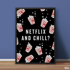 Netflix & Chill With Popcorns Floating | Movies Wall Art - Prime Décor