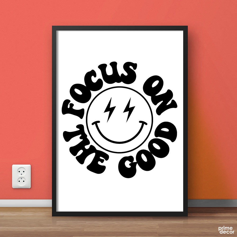 Focus On The Good Smiley Face | Motivational Wall Art - Prime Décor