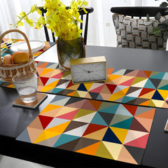 Multicolor Triangular Geometric Pattern | Table Runner and Placemat Set