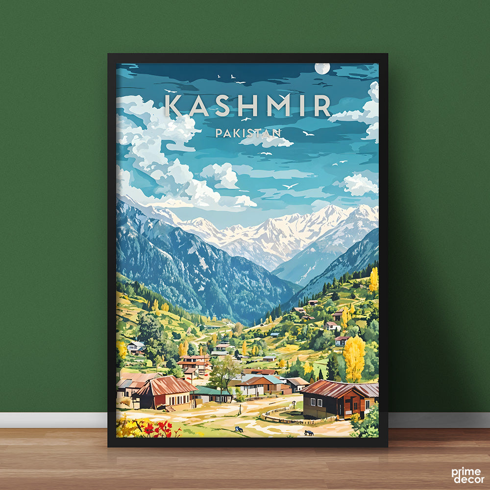 Kashmir Pakistan Colorful Illustration Series | Travel Poster Wall Art - Prime Décor