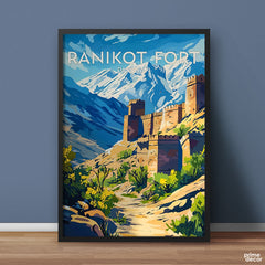 Ranikot Fort Pakistan Colorful Illustration Series | Travel Poster Wall Art - Prime Décor