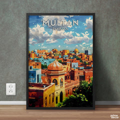 Multan Pakistan Colorful Illustration Series | Travel Poster Wall Art - Prime Décor