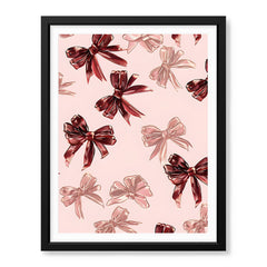 Elegant Ribbon Bows On Pink Background | Abstract Fashion Artwork #00657