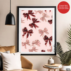 Elegant Ribbon Bows On Pink Background | Abstract Fashion Artwork #00657