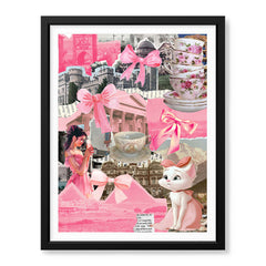 Preppy Pink & White Collage Art | Abstract Fashion Artwork #00658