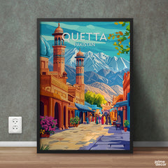 Quetta Pakistan Colorful Illustration Series | Travel Poster Wall Art - Prime Décor