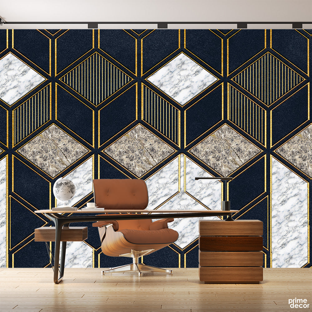 Geometric Marble Texture Pattern | Office Wallpaper Mural – Prime Décor