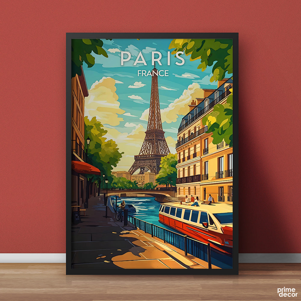 Paris France Colorful Illustration Series | Travel Poster Wall Art - Prime Décor