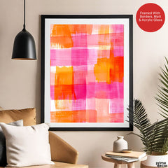 Abstract Pink & Orange Brush Paint Artwork | Abstract Fashion Artwork #00662