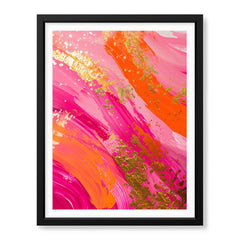 Abstract Pink & Orange Artwork With Golden Foil | Abstract Fashion Artwork #00663