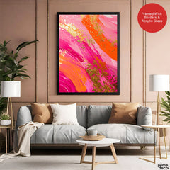 Abstract Pink & Orange Artwork With Golden Foil | Abstract Fashion Artwork #00663