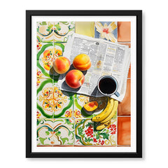 Fruits & Coffee On The Table With Newspaper | Abstract Fashion Artwork #00665
