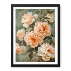 Beautiful White Flowers With Green Exotic Leaves | Abstract Floral Artwork #00677