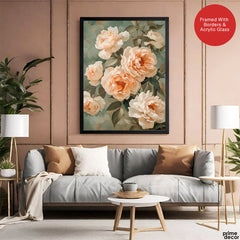 Beautiful White Flowers With Green Exotic Leaves | Abstract Floral Artwork #00677