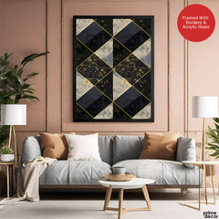 Black & Gray Geometric Artwork With Golden Shade | Abstract Fashion Artwork #00678