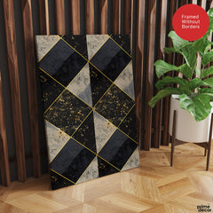 Black & Gray Geometric Artwork With Golden Shade | Abstract Fashion Artwork #00678