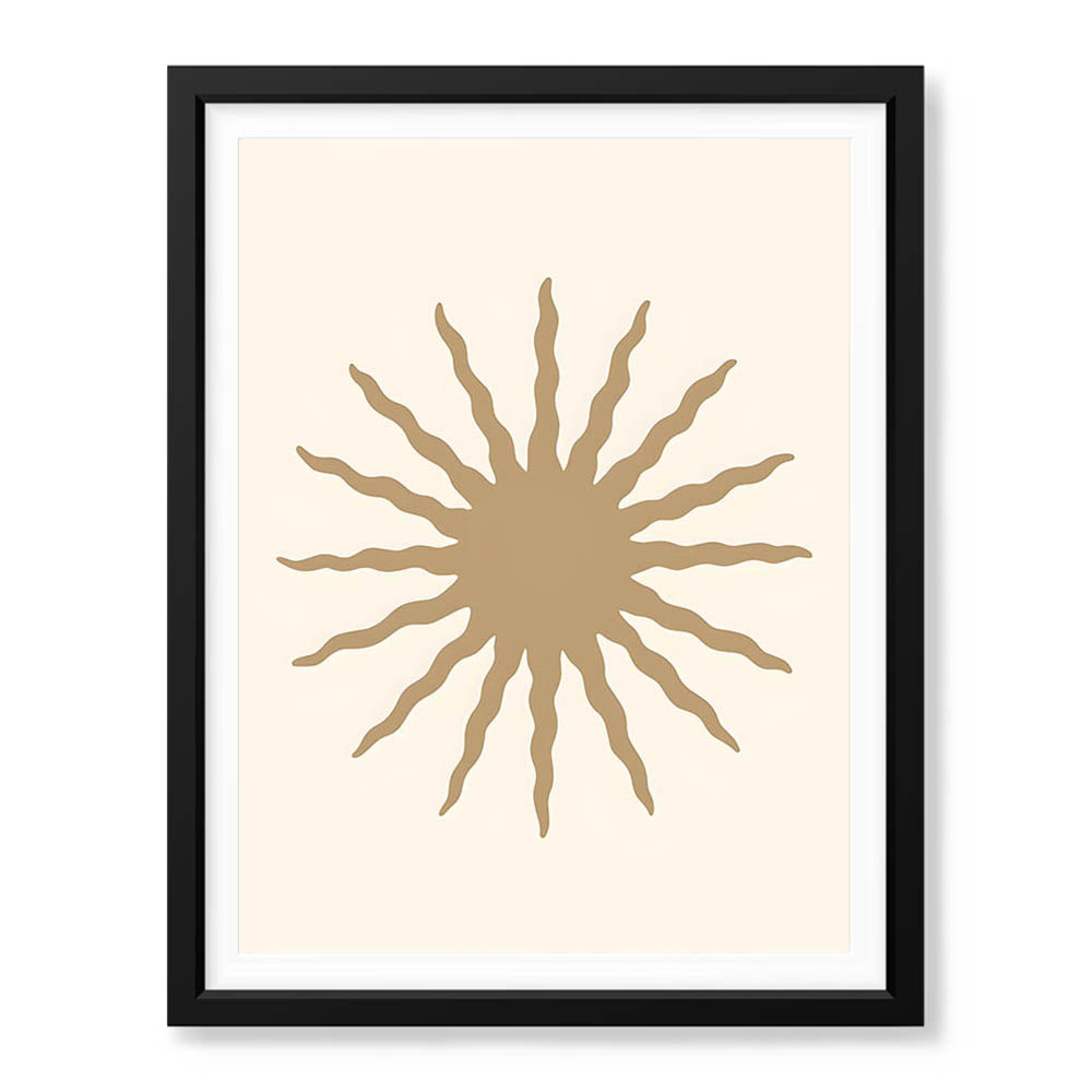 Khaki Color Sun Portrait Over Beige Background | Abstract Fashion Artwork #0067 - Prime Décor