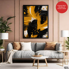 Black & Gold Abstract Brush Paint Stroke Artwork | Abstract Fashion Artwork #00682