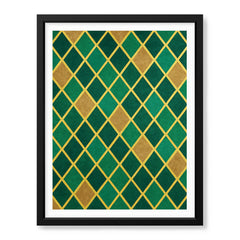 Abstract Green & Beige Geometric Artwork With Golden Lines | Abstract Fashion Artwork #00684