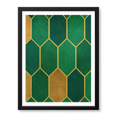 Green & Beige Geometric Artwork With Golden Lines | Abstract Fashion Artwork #00686