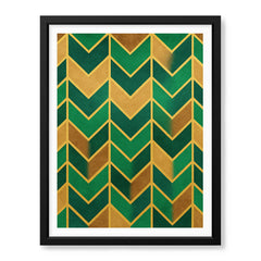 Green & Brown Geometric Artwork With Golden Lines | Abstract Fashion Artwork #00687