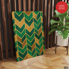 Green & Brown Geometric Artwork With Golden Lines | Abstract Fashion Artwork #00687