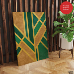 Green & Brown Artwork With Golden Lines | Abstract Fashion Artwork #00688
