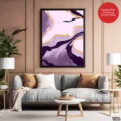 Abstract Pink & Purple Artwork With Golden Lines | Abstract Fashion Artwork #00689