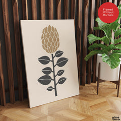 Beautiful Floral Portrait Over Beige Background | Abstract Floral Artwork #0068 - Prime Décor