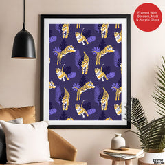 Tiger Portrait Design Over Pink & Purple Background | Abstract Fashion Artwork #00693