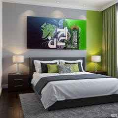 Surah Ar-Rehman Green Background Original Painting Acrylic Wall Art | Handmade Painting