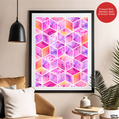 Beautiful Pink & Orange Geometric Artwork | Abstract Fashion Artwork #00696