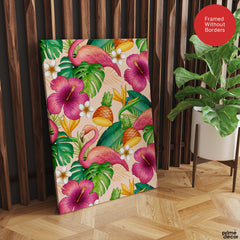 Beautiful Floral Design With Pink Birds | Abstract Floral Artwork #00697