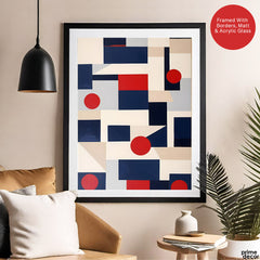 Abstract Red & Blue Geometric Shape Designs | Abstract Fashion Artwork #00698