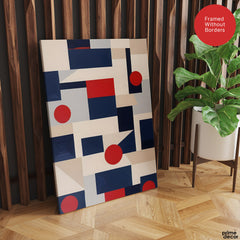 Abstract Red & Blue Geometric Shape Designs | Abstract Fashion Artwork #00698