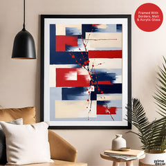 Abstract Red & Blue Geometric Shape Artwork | Abstract Fashion Artwork #00699