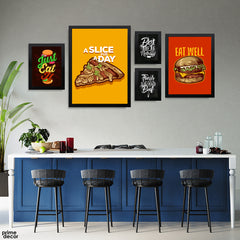 A Slice For A Day (5 Panel) Cafe Wall Art