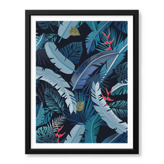 Green & Blue Exotic Leaves Artwork | Abstract Floral Artwork #00703
