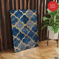 Gray & Blue Artwork With Golden Shades | Abstract Signature Artwork #00706