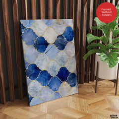 Blue & Gold Marble Style Quatrefoil Pattern | Abstract Signature Artwork #00707
