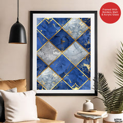 Blue Gray & Gold Geometric Style Pattern | Abstract Signature Artwork #00709