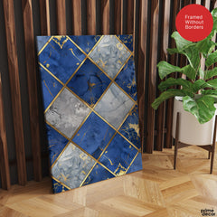 Blue Gray & Gold Geometric Style Pattern | Abstract Signature Artwork #00709