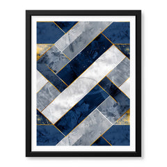 Blue Gray & Gold Mystic Marble Style Pattern | Abstract Signature Artwork #00710